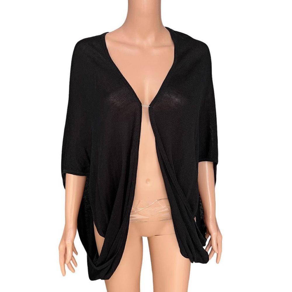 Rachel Rachel Roy black linen blend cocoon sweater cardigan size S